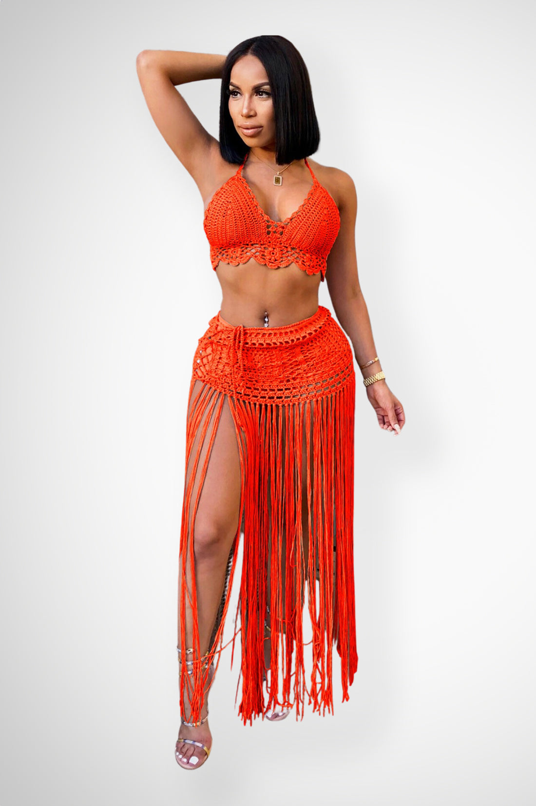 PoundCake Citrus Crochet Skirt Set